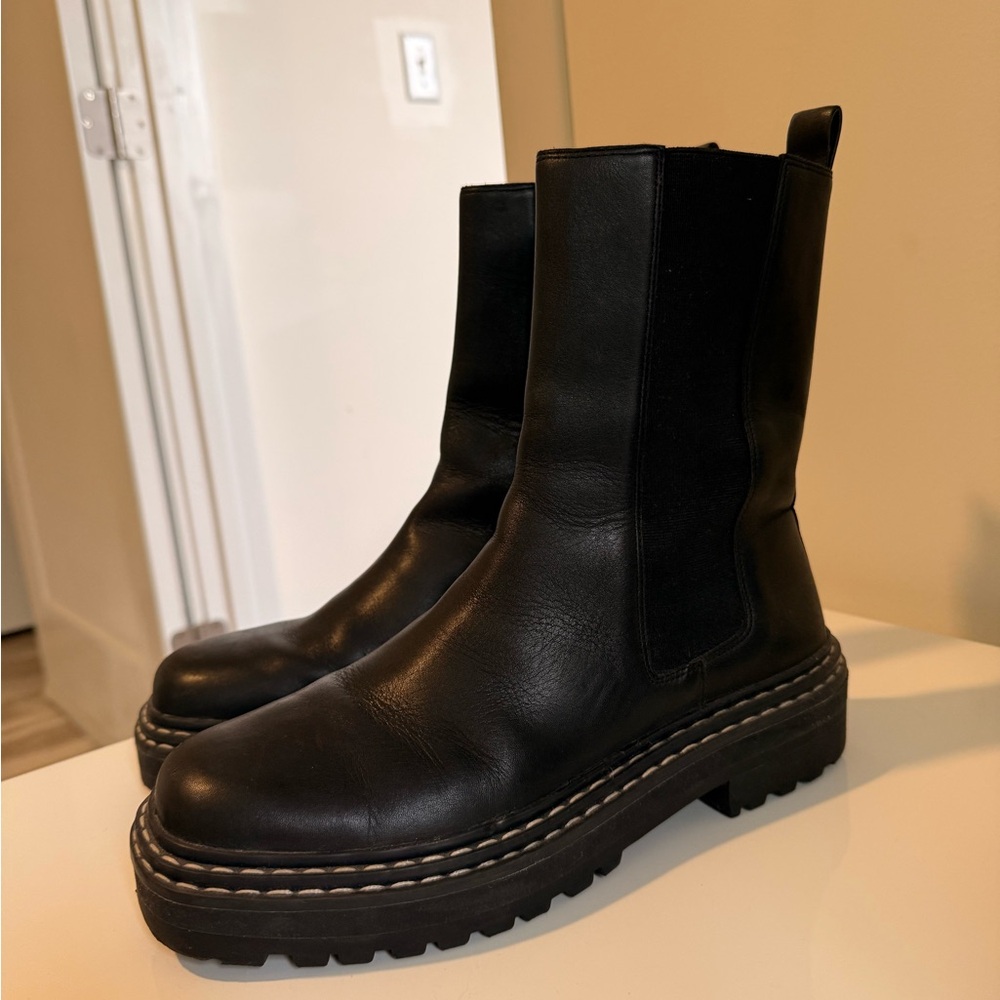 Black Suede Studio Lug Sole Chelsea Boots
